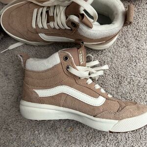 Vans Kids High-Top Sneakers - Tan and White